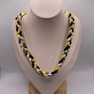 Tornado Baseball Men's Yellow, Black & White Braided 18" Necklace